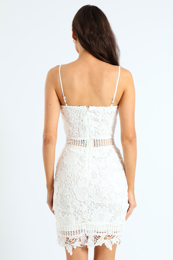 Crochet Lace Strappy Dress White Edgars