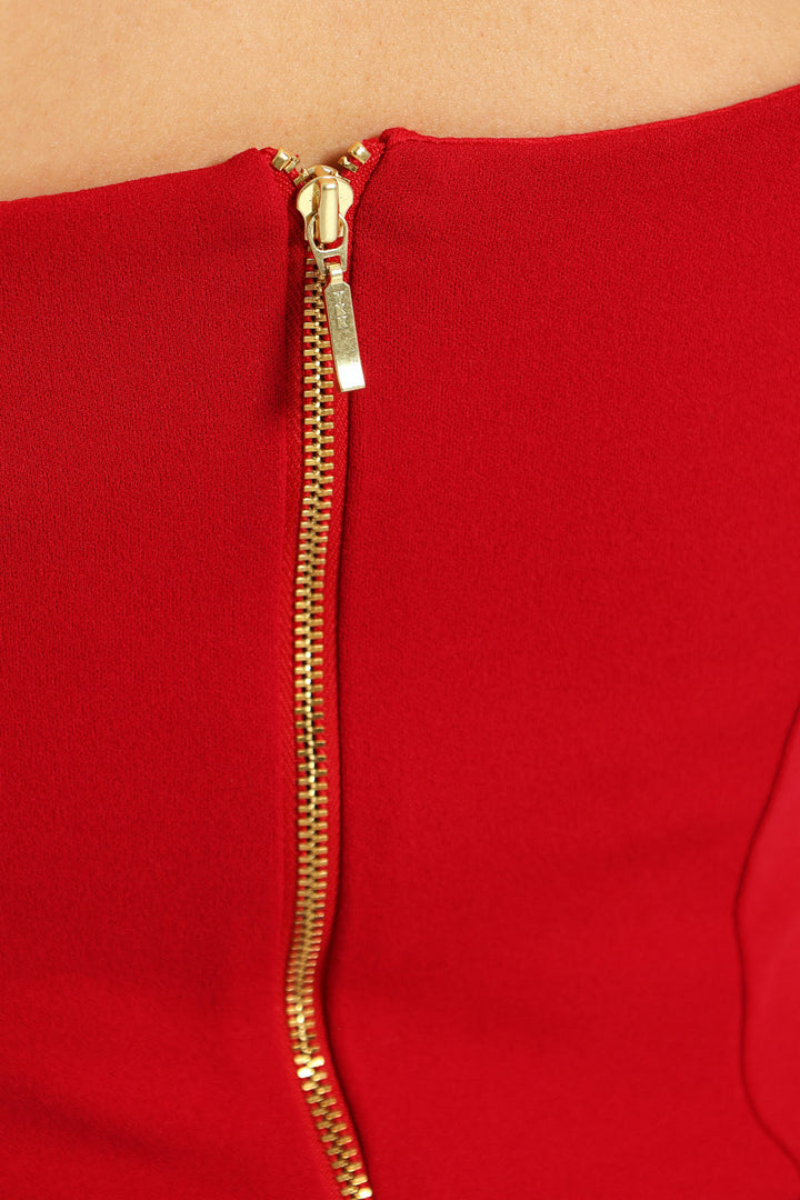 Over The Bust Ruched Corset Style Crop Top - Red