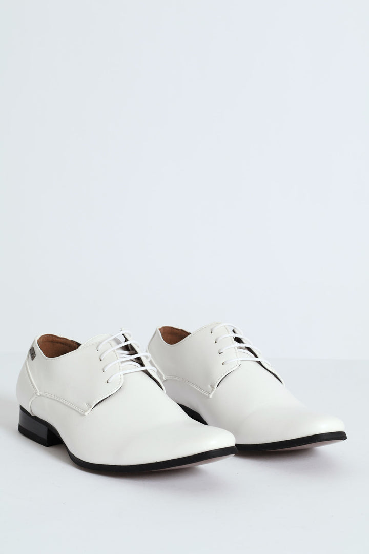 Panelled Lace Up Derby Shoe - White