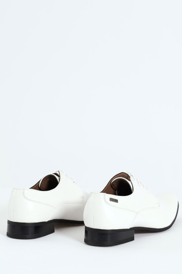 Panelled Lace Up Derby Shoe - White