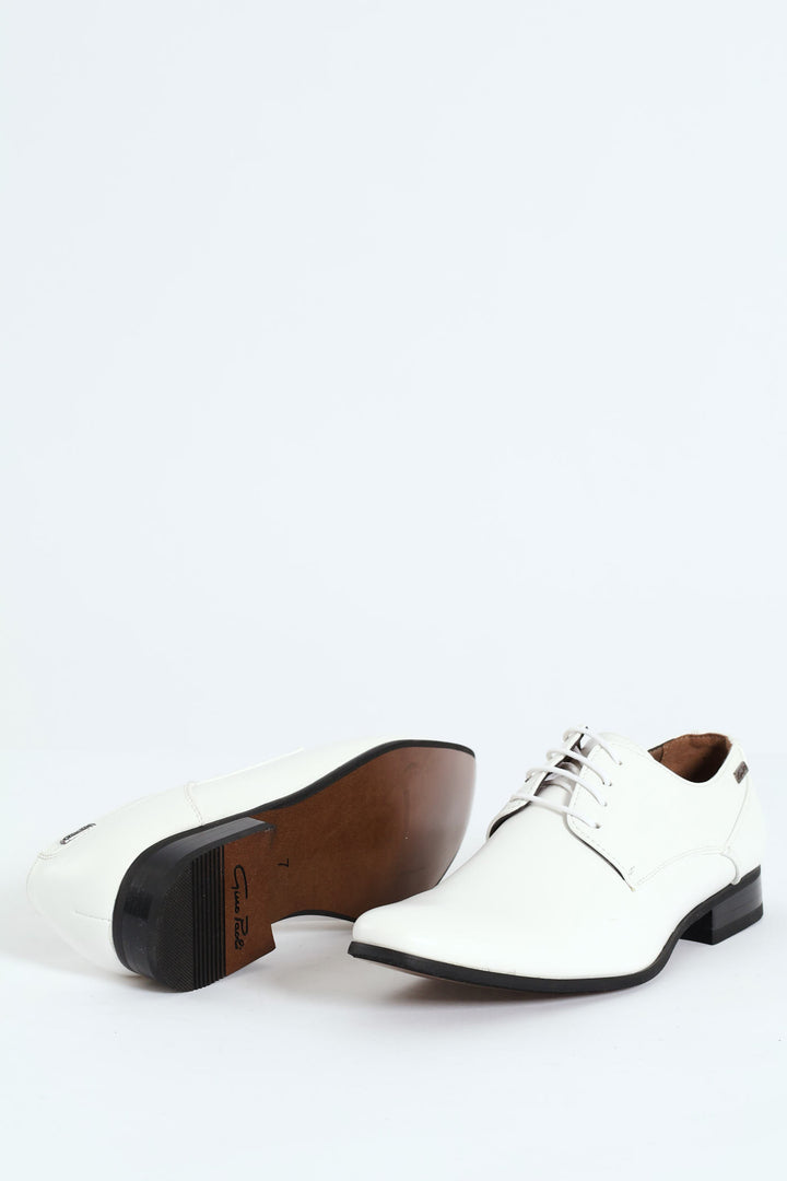 Panelled Lace Up Derby Shoe - White