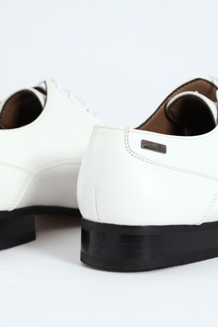 Panelled Lace Up Derby Shoe - White