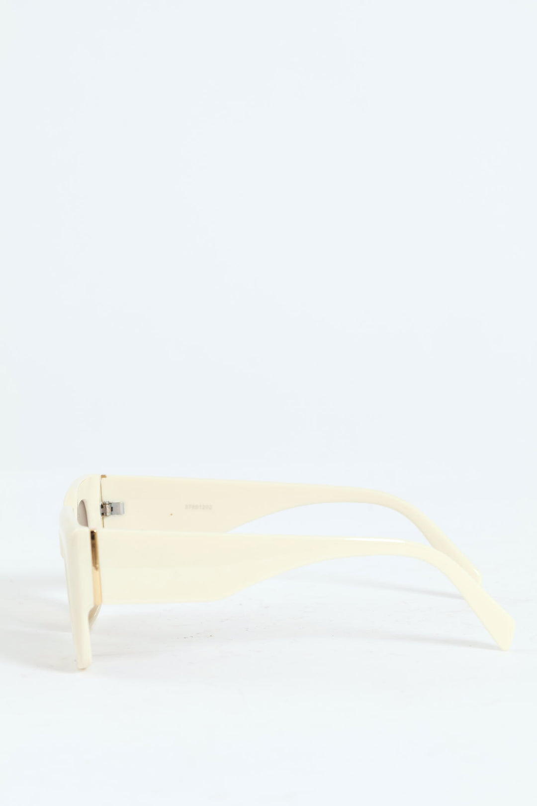 Gold Trim Temple Square Frame Sunglasses - Cream