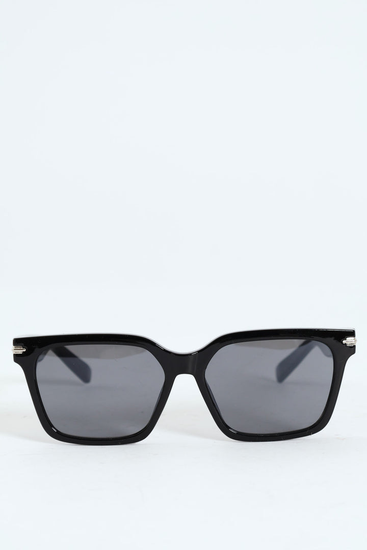 Square Retro Wayfarer Sunglasses - Black