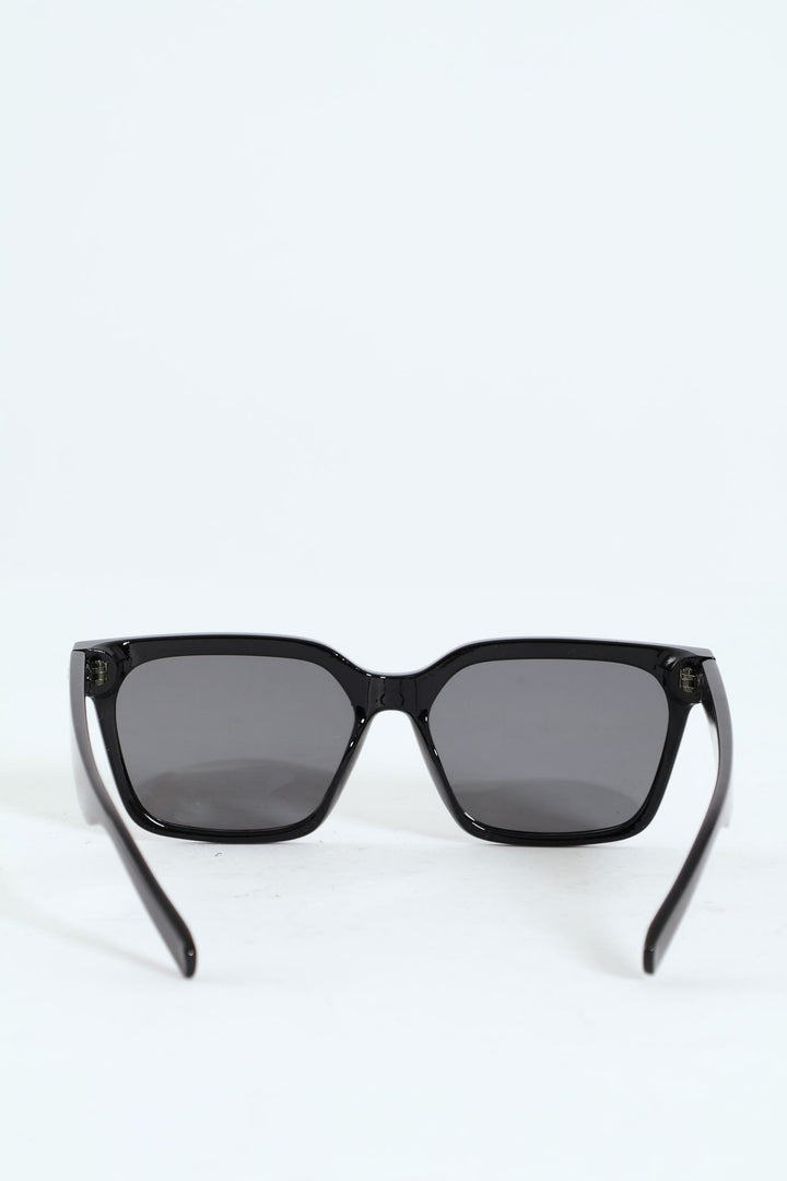Square Retro Wayfarer Sunglasses - Black