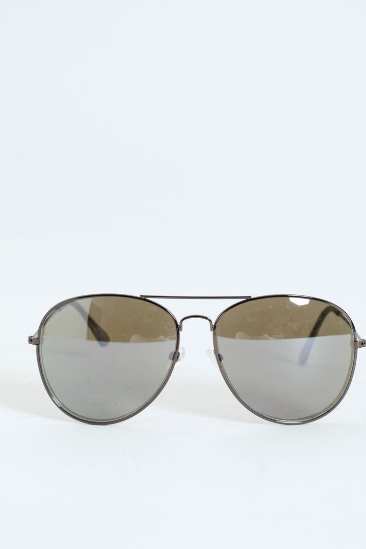 Oversize Gunmetal Aviator Sunglasses - Dark Grey