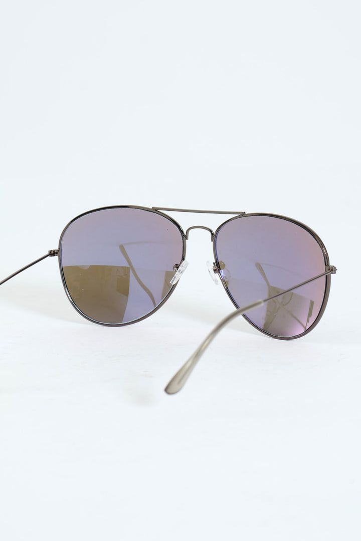 Oversize Gunmetal Aviator Sunglasses - Dark Grey