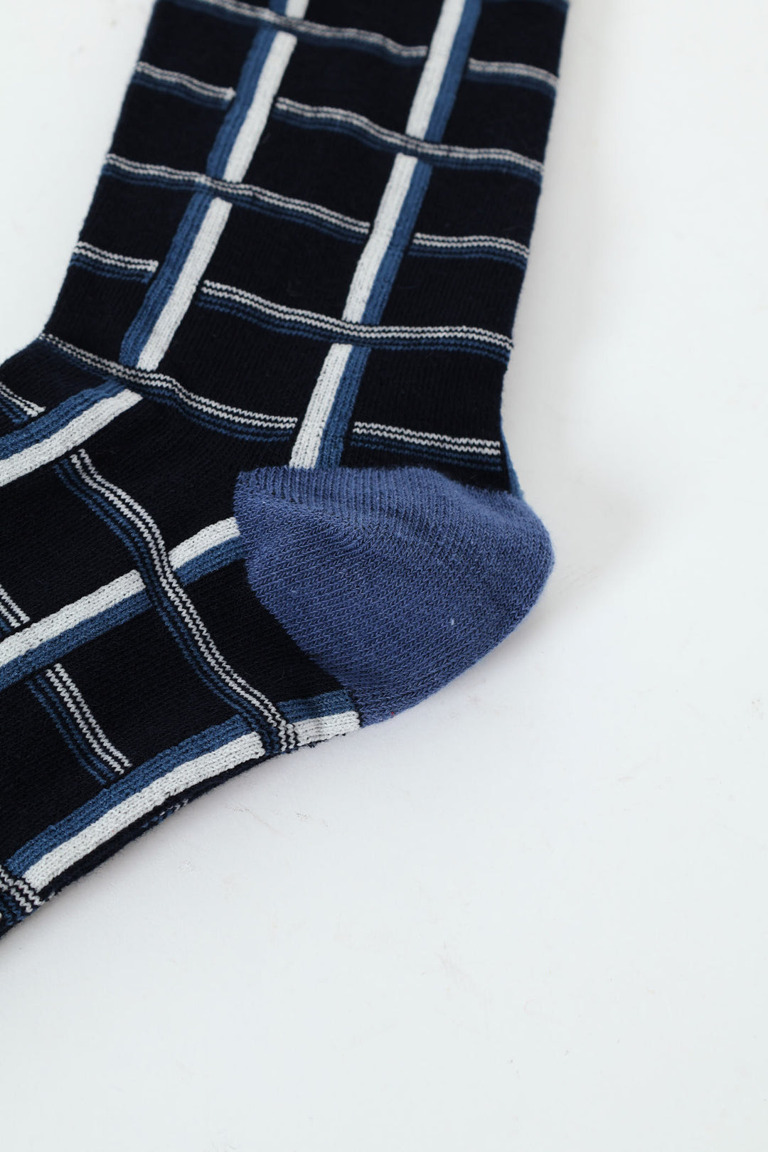 Check Print Single Socks - Navy/Grey