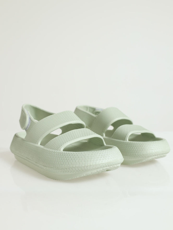 Eva Chunky Double Strap Sandal With Back Strap - Sage