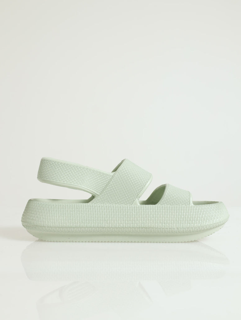 Eva Chunky Double Strap Sandal With Back Strap - Sage