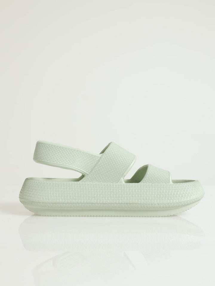 Eva Chunky Double Strap Sandal With Back Strap - Sage