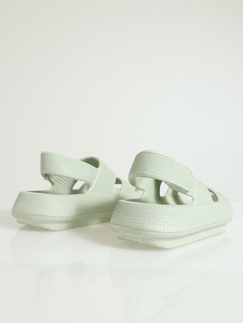 Eva Chunky Double Strap Sandal With Back Strap - Sage