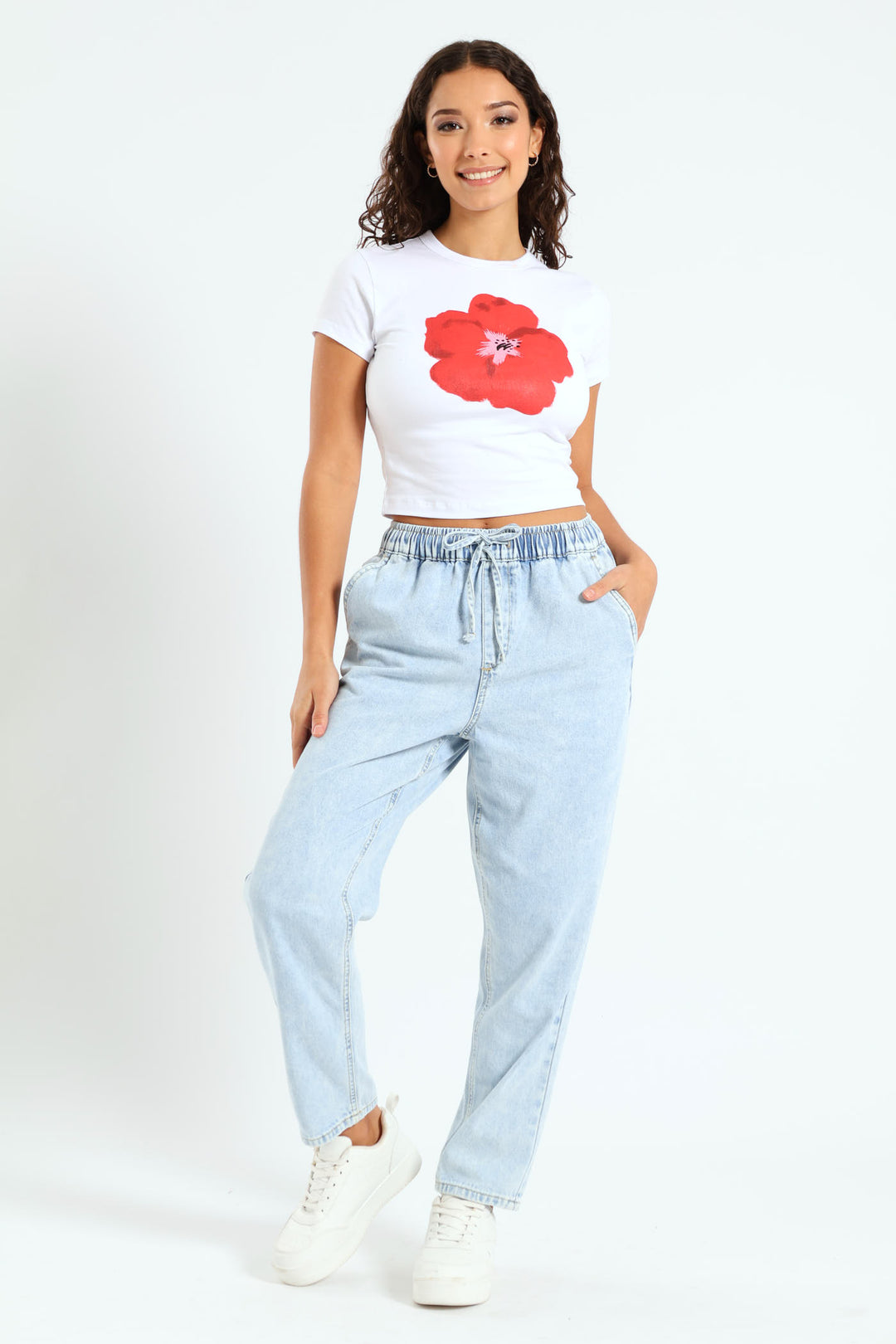 Elastic Waist Tapered Jean - Salty Light Wash