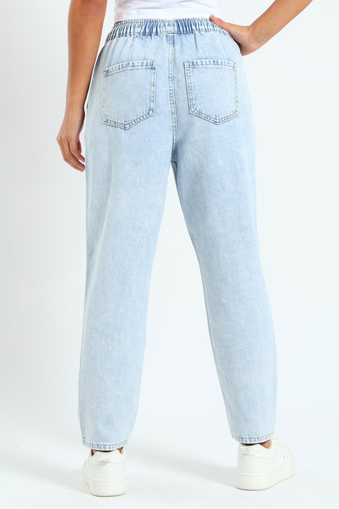 Elastic Waist Tapered Jean - Salty Light Wash
