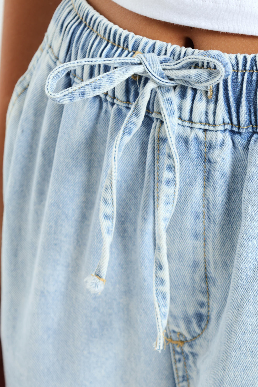 Elastic Waist Tapered Jean - Salty Light Wash