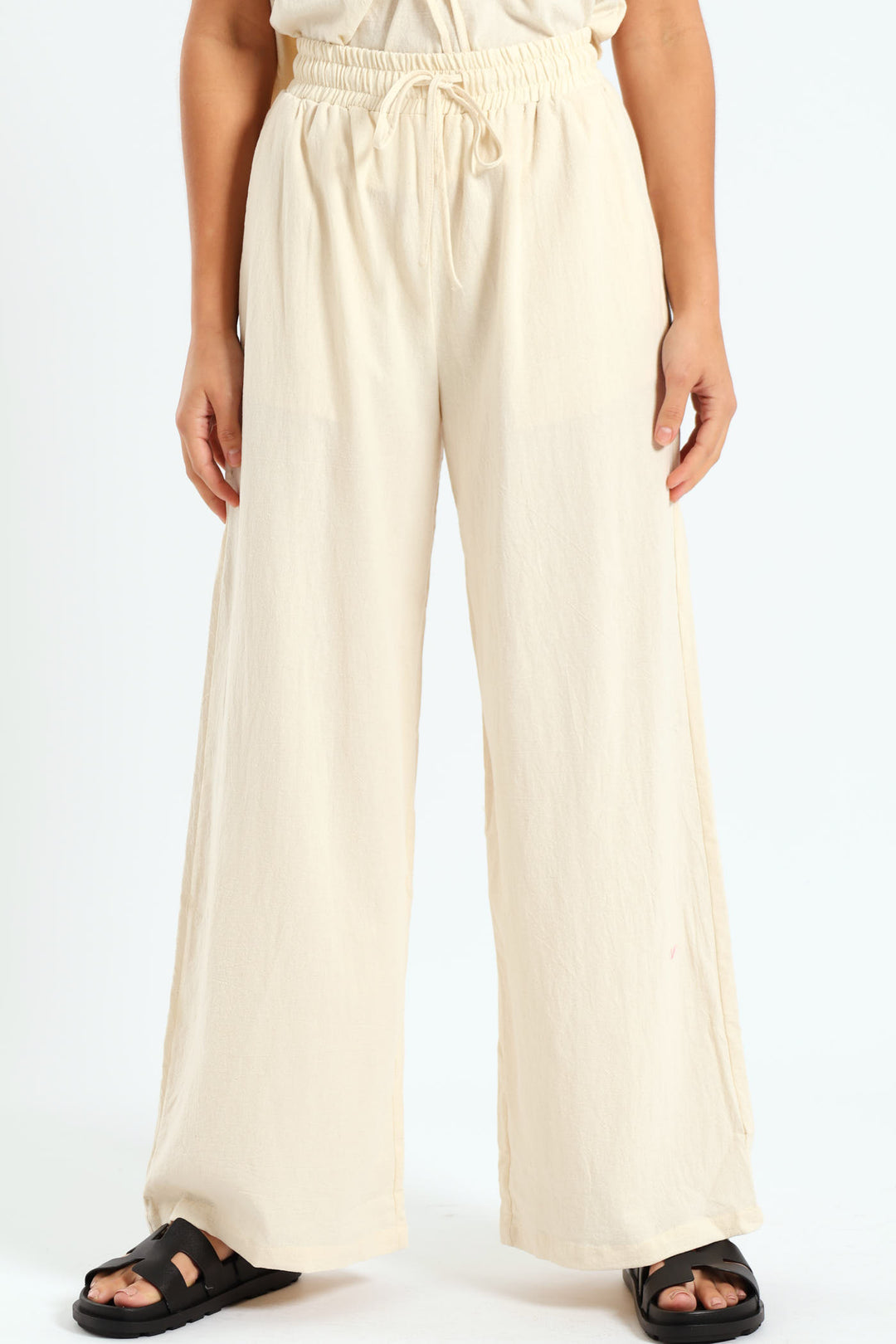Linen Relaxed Pants - Beige