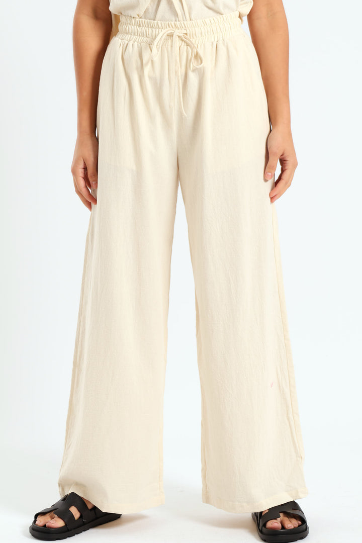 Linen Relaxed Pants - Beige