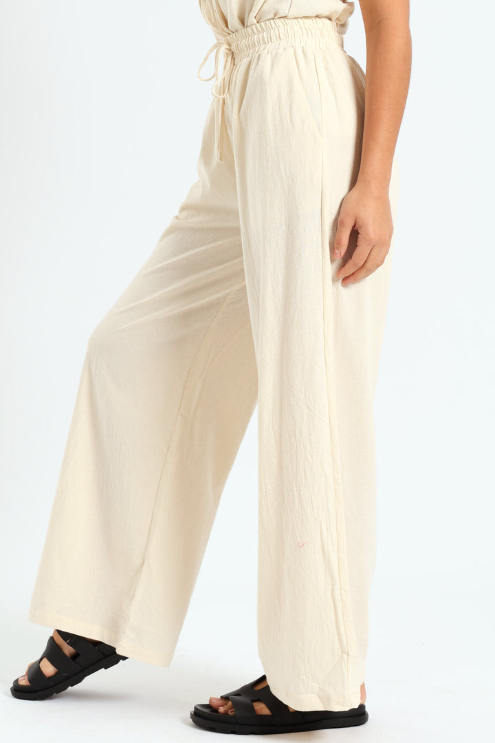Linen Relaxed Pants - Beige