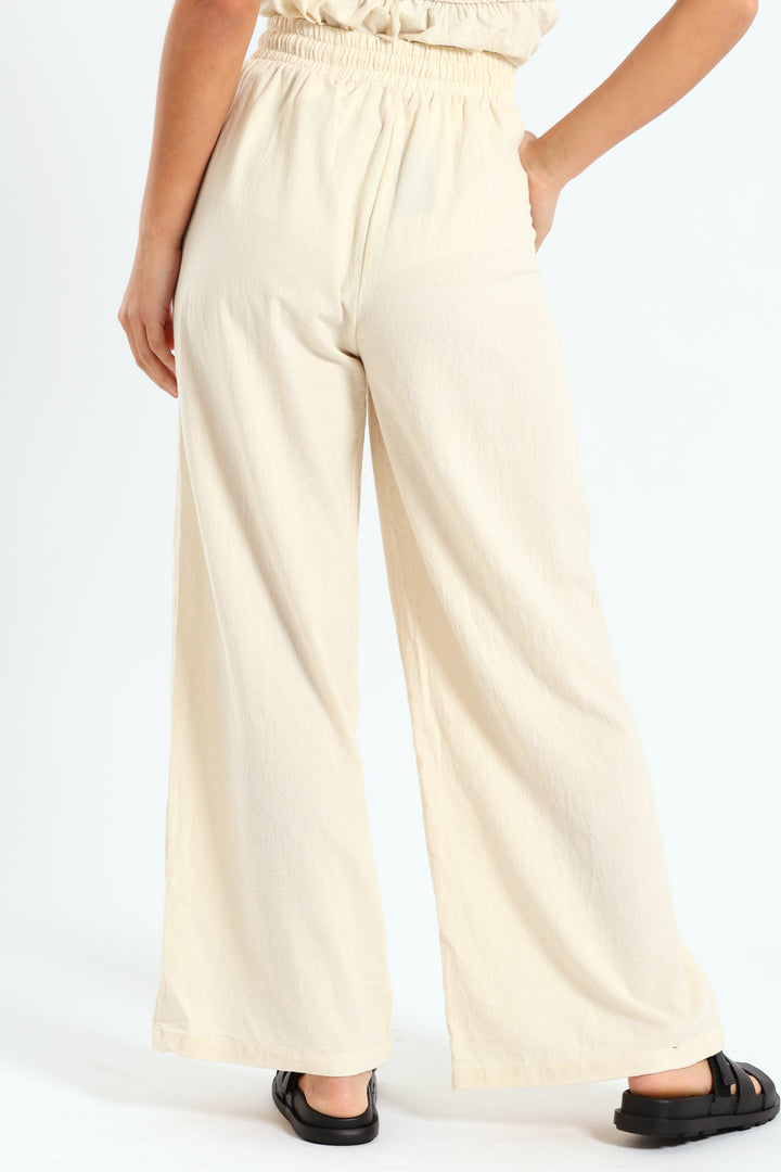 Linen Relaxed Pants - Beige