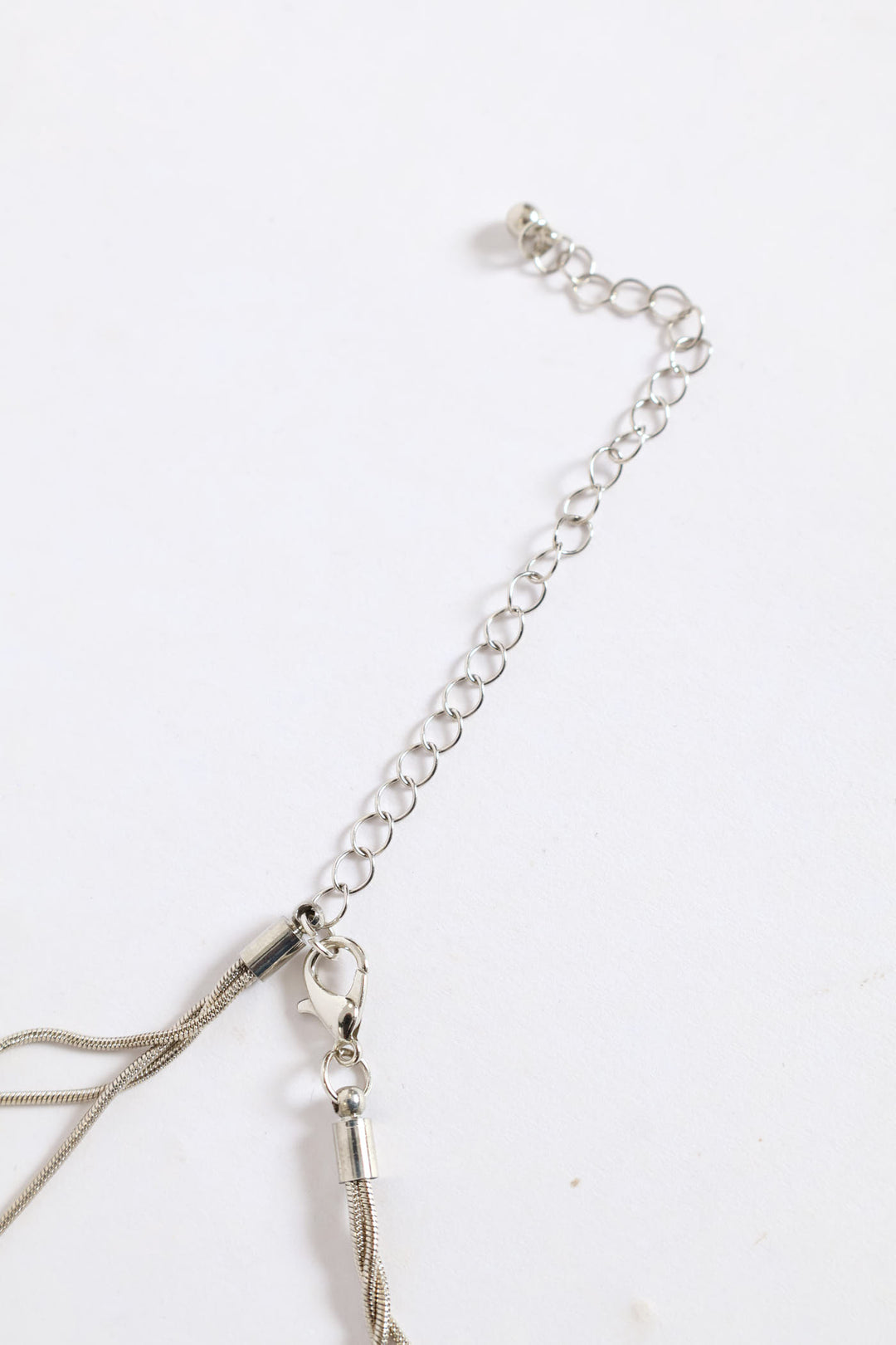 Multi Strand Long Beaded Necklace - Silver