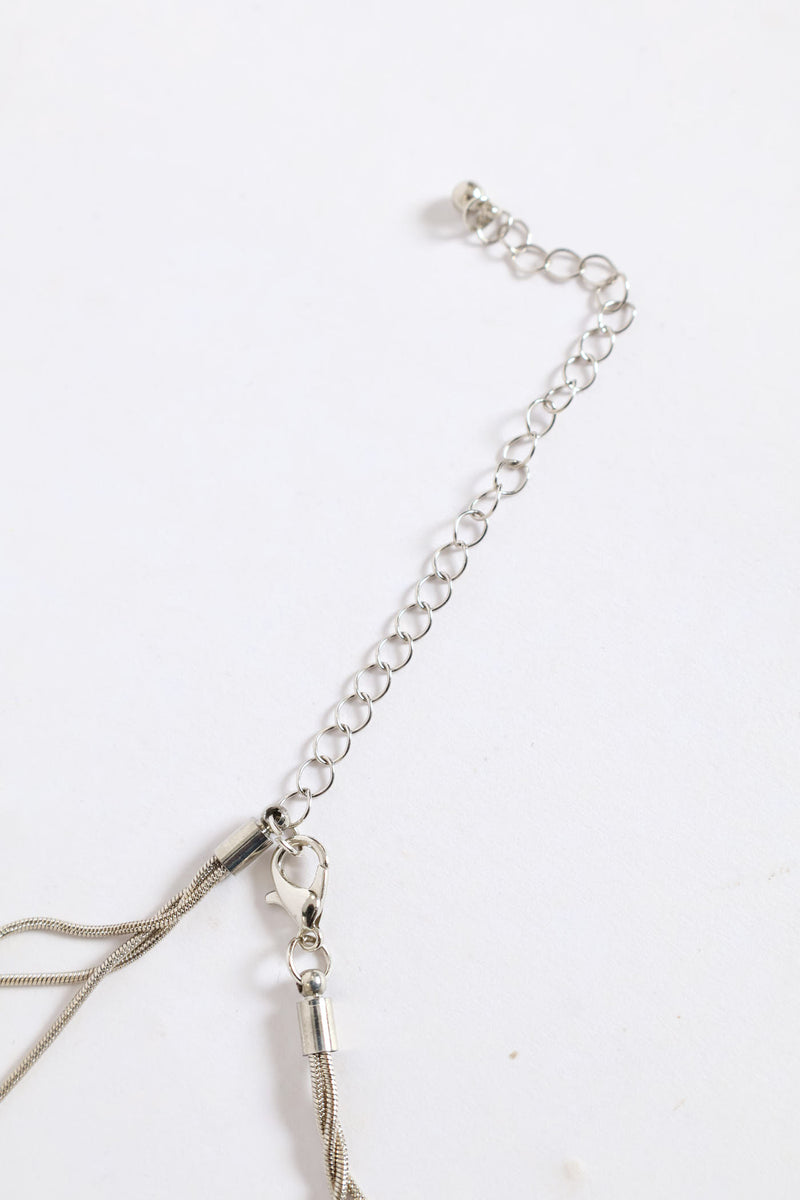 Multi Strand Long Beaded Necklace - Silver