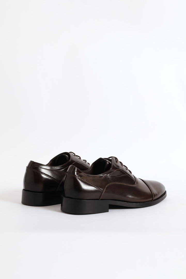 Lace Up Almond Toe Oxford Shoe - Chocolate