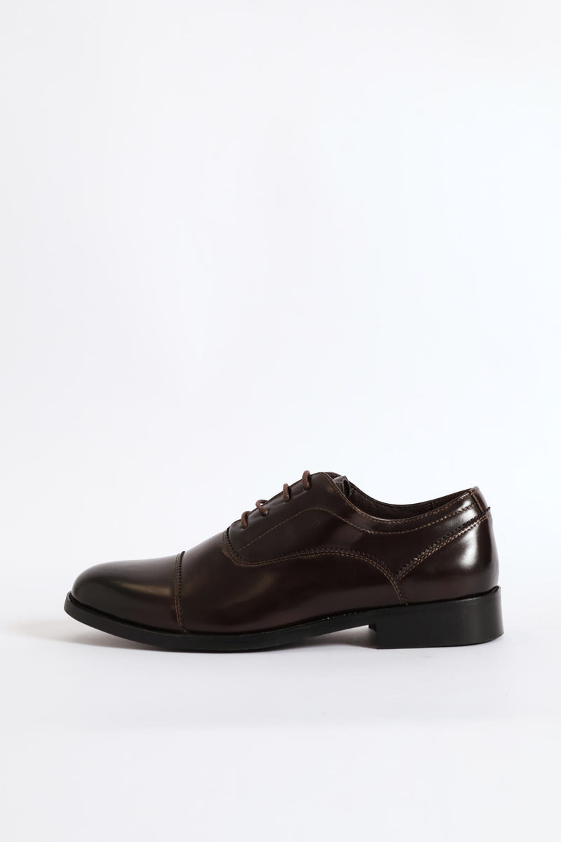 Lace Up Almond Toe Oxford Shoe - Chocolate