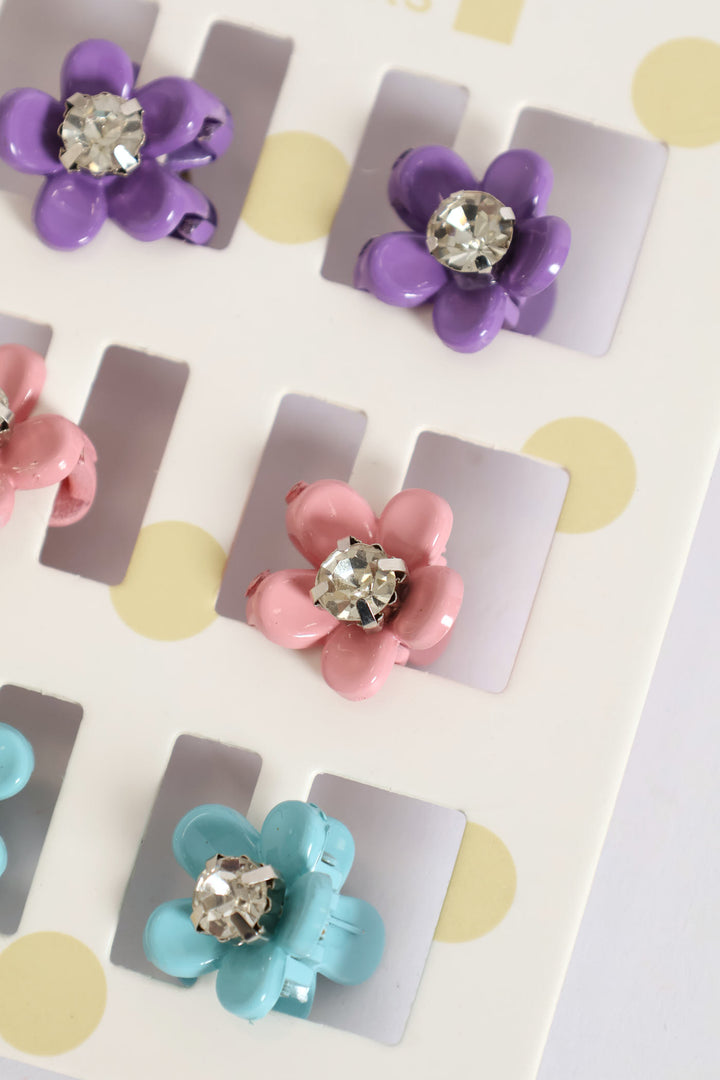 Pre-Girls 6 Pack Flower Diamond Clip Set
