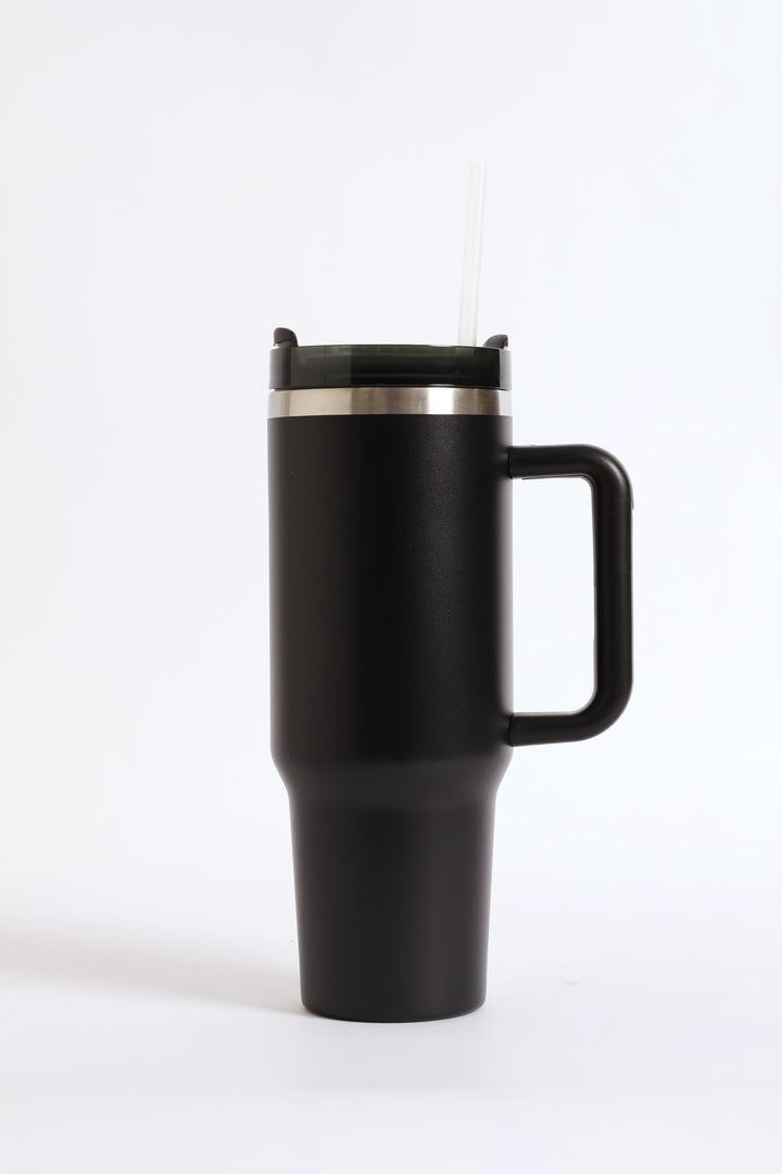 Plain Large Metal 1200ml Travel Flask - Black