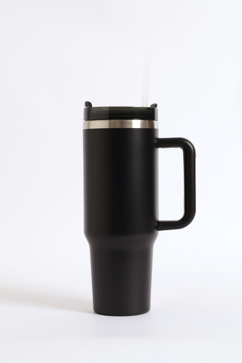 Plain Large Metal 1200ml Travel Flask - Black