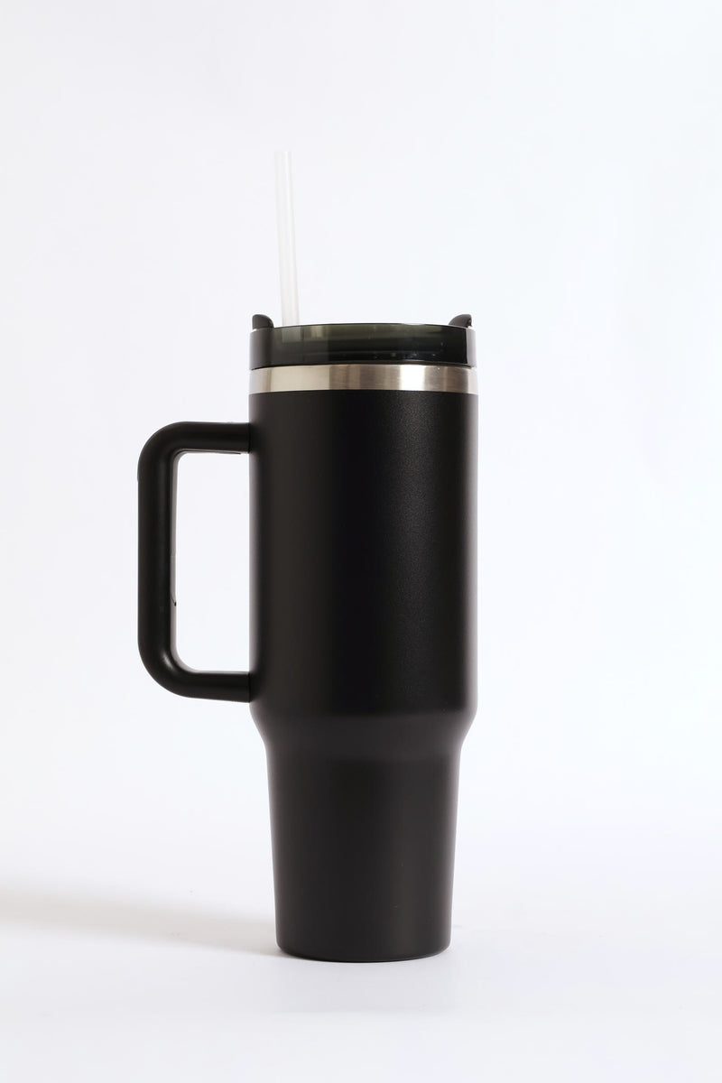 Plain Large Metal 1200ml Travel Flask - Black