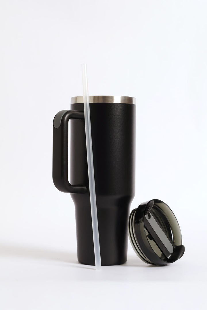 Plain Large Metal 1200ml Travel Flask - Black