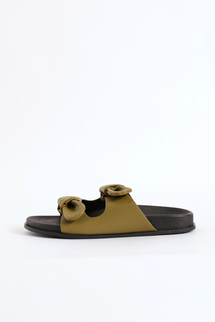 Double Knotted Band Mule Sandal - Chartreuse