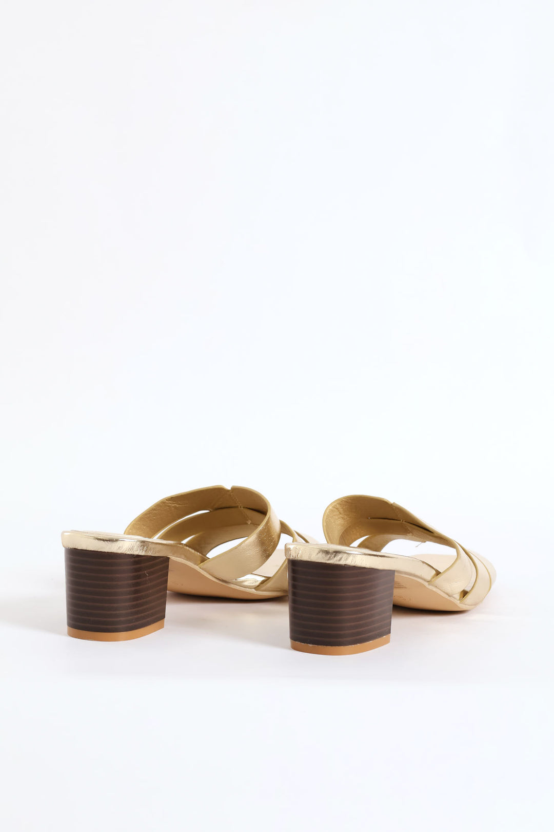 Wide Strap Block Mule Heel - Gold