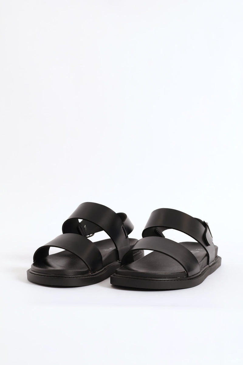 Double Band Comfort Sandal With Backstrap - Black