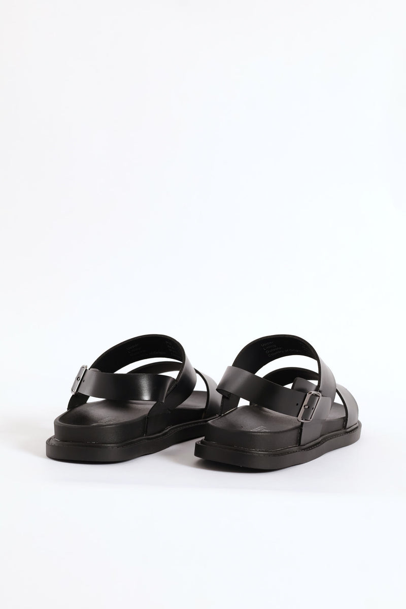 Double Band Comfort Sandal With Backstrap - Black