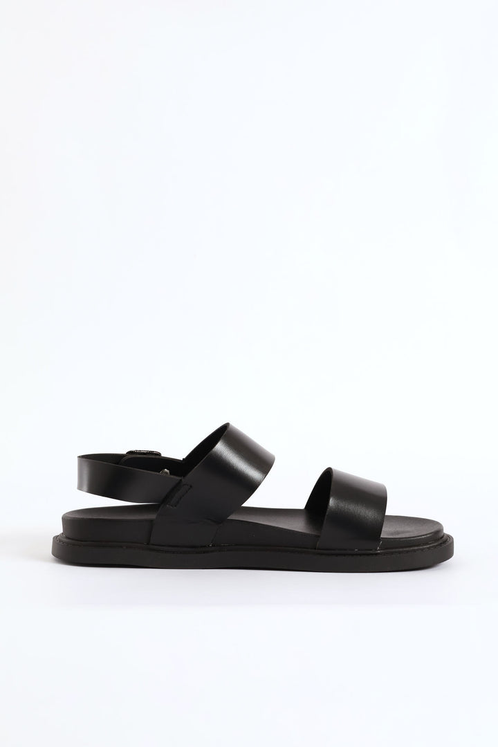 Double Band Comfort Sandal With Backstrap - Black