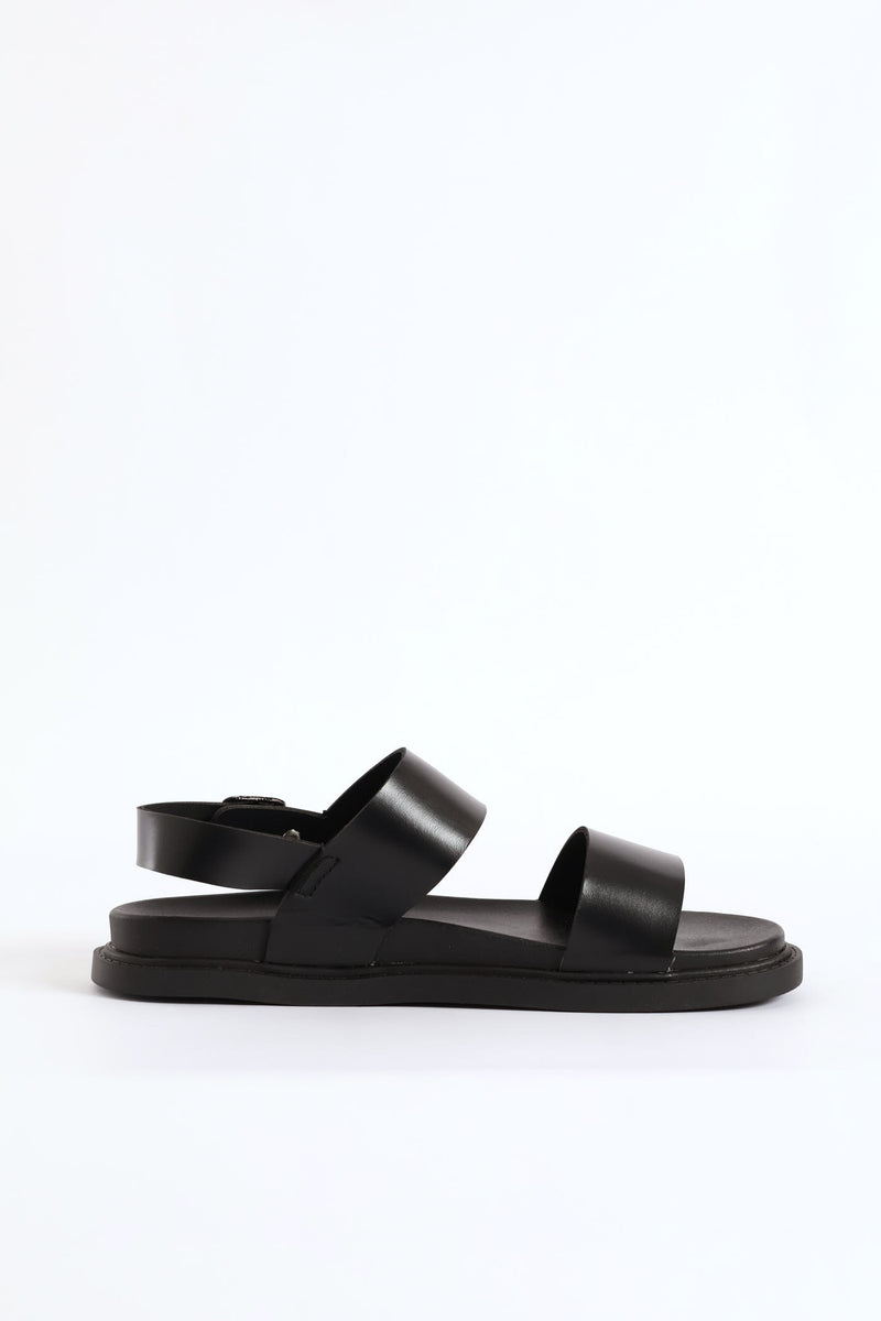 Double Band Comfort Sandal With Backstrap - Black