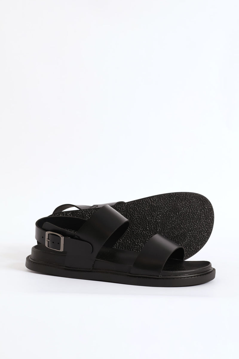 Double Band Comfort Sandal With Backstrap - Black