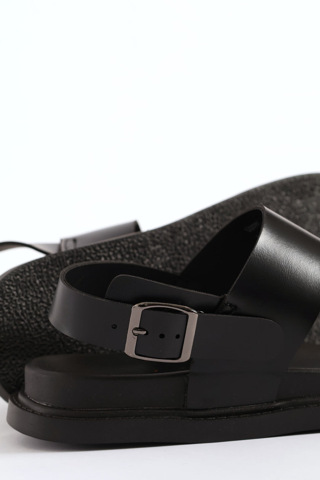 Double Band Comfort Sandal With Backstrap - Black