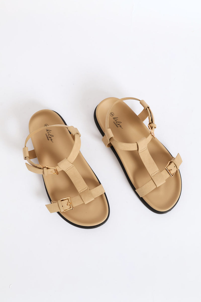 T-Bar Sandal On Comfort Slide Outsole - Stone