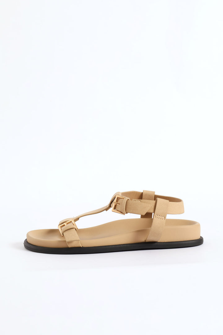 T-Bar Sandal On Comfort Slide Outsole - Stone