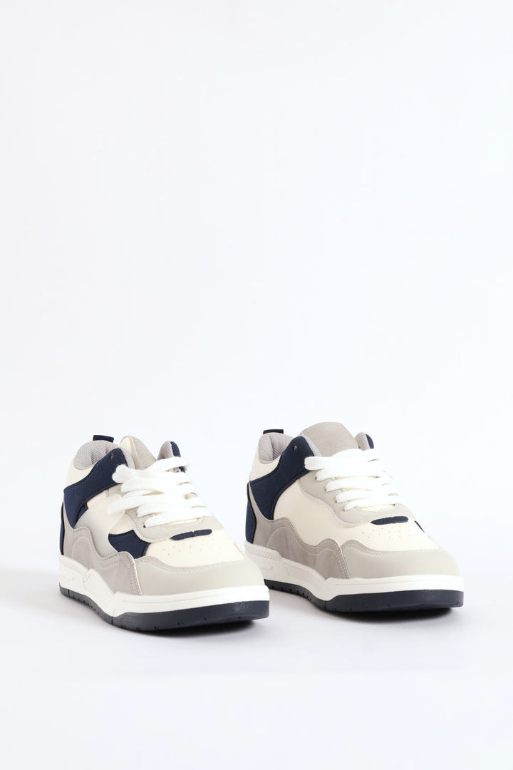 Boys Mid-Top Sneaker - White/Navy