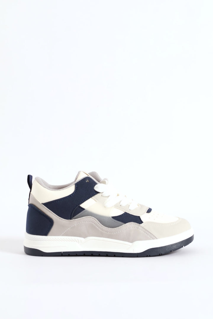 Boys Mid-Top Sneaker - White/Navy
