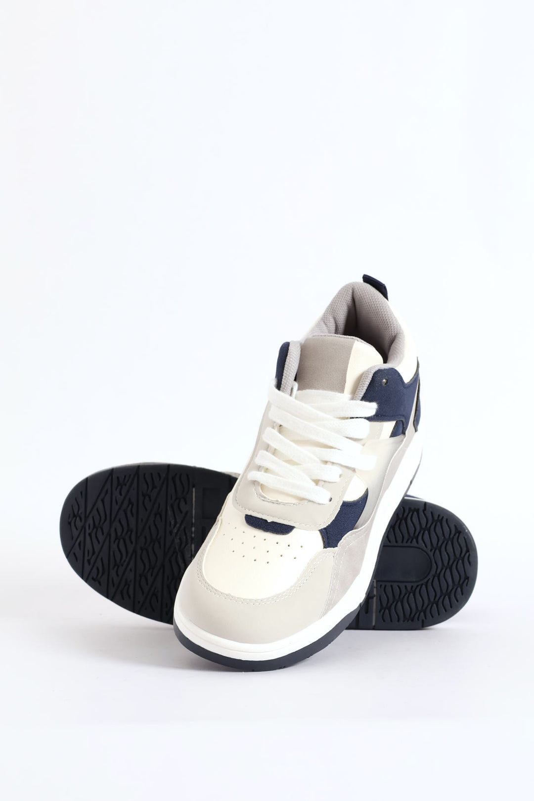 Boys Mid-Top Sneaker - White/Navy