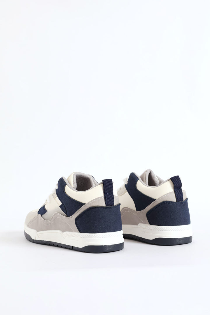 Boys Mid-Top Sneaker - White/Navy