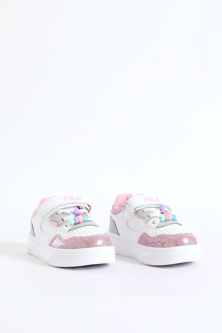 Pre-Girls Bead Trim Sneaker - White/Pink