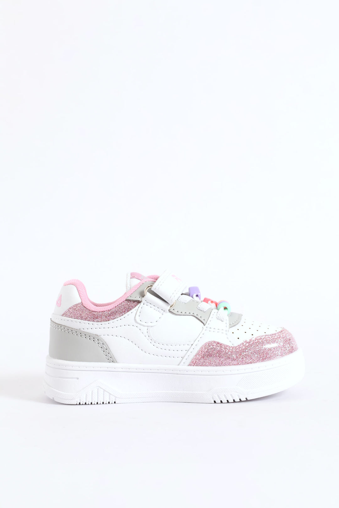 Pre-Girls Bead Trim Sneaker - White/Pink