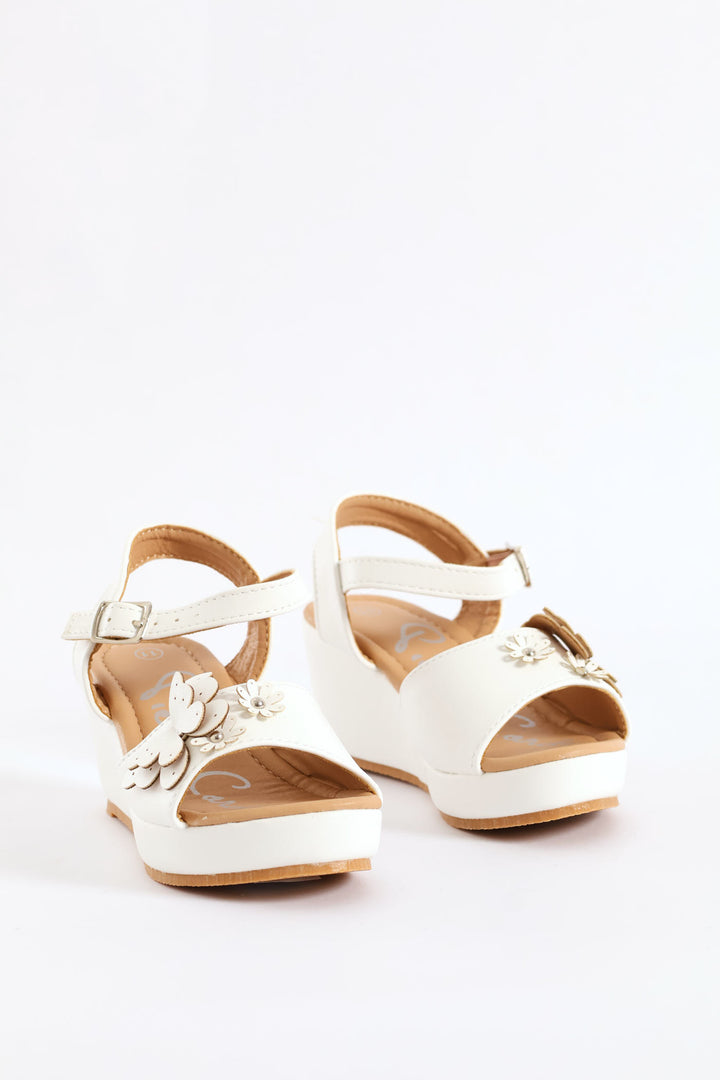 Girls Wedge Sandal - White