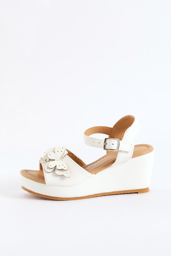 Girls Wedge Sandal - White